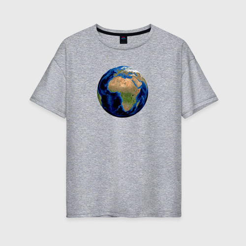 Женская футболка хлопок Oversize Планета солнечной системы земля, цвет меланж