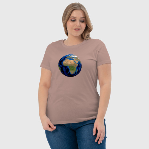 Женская футболка хлопок с принтом планета солнечной системы земля, фото #4