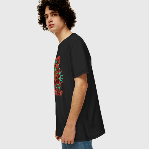 Мужская футболка хлопок Oversize с принтом Шоколад с руками, вид сбоку #3