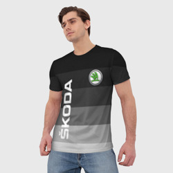 Мужская футболка 3D Skoda, Шкода градиент - фото 2