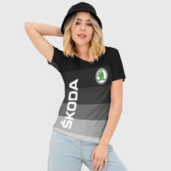 Женская футболка 3D Slim Skoda, Шкода градиент - фото 2