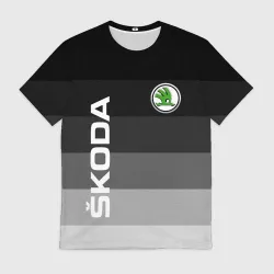 Мужская футболка 3D Skoda, Шкода градиент