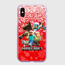 Чехол для iPhone XS Max матовый Новогодний Майнкрафт