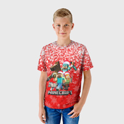 Детская футболка 3D Новогодний Майнкрафт, новый год 2022, - фото 2