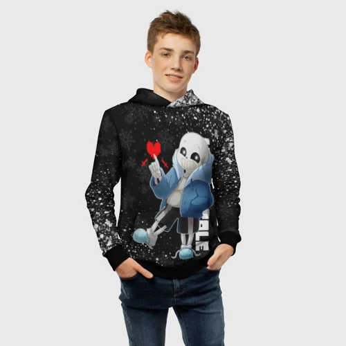 Детская толстовка 3D с принтом Новогодний Санс Undertale новый год, фото #4