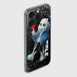 Чехол для iPhone 15 Pro силиконовый с защитой камеры Новогодний Санс Undertale новый год - фото 2