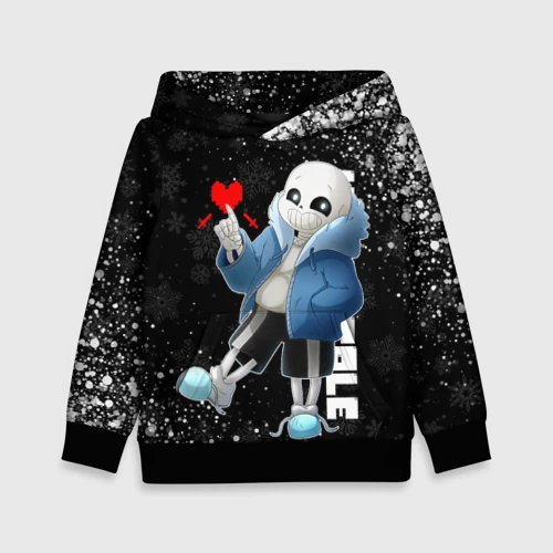 Детская толстовка 3D с принтом Новогодний Санс Undertale новый год, вид спереди #2