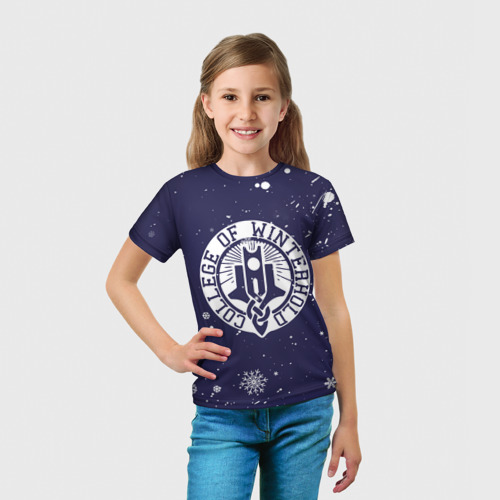 Детская футболка 3D с принтом НОВЫЙ ГОД В СКАЙРИМЕ ВИНТЕРХОЛД ШКОЛА МАГИИ, вид сбоку #3