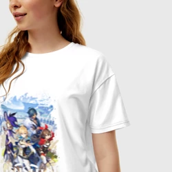 Женская футболка хлопок Oversize Герои в Тейвате Геншин Импакт - фото 2