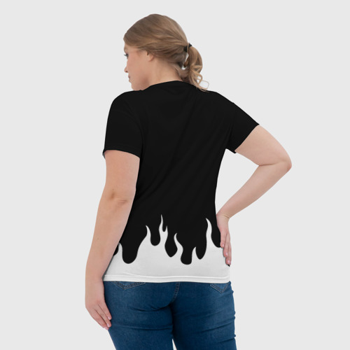 Женская футболка 3D с принтом KIZARU WHITE FIRE | КИЗАРУ БЕЛЫЙ ОГОНЬ, вид сзади #2