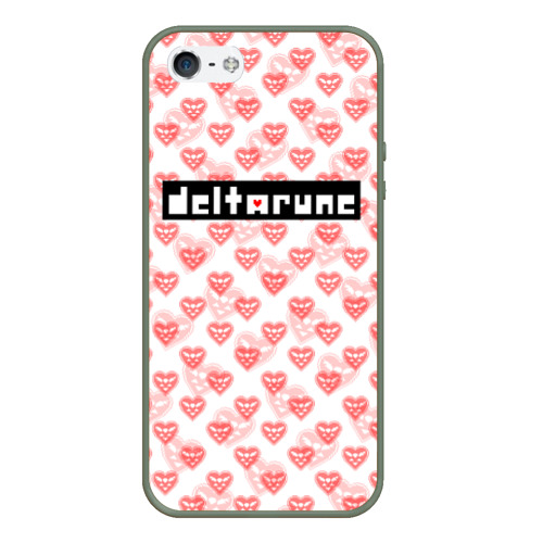 Чехол для iPhone 5/5S матовый Deltarune pattern logo, цвет темно-зеленый