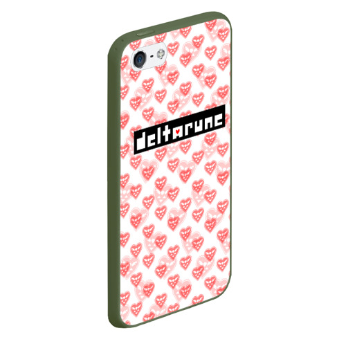 Чехол для iPhone 5/5S матовый Deltarune pattern logo, цвет темно-зеленый - фото 3