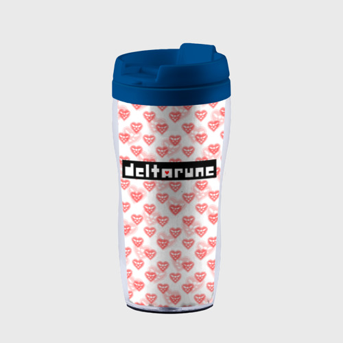 Термокружка-непроливайка Deltarune pattern logo, цвет синий