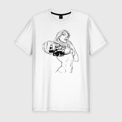 Мужская футболка хлопок Slim Дерзкая чувиха с пистолетом