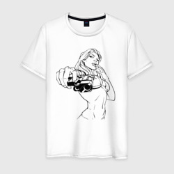 Мужская футболка хлопок Дерзкая чувиха с пистолетом
