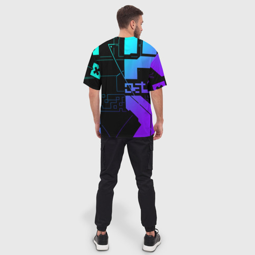 Мужская футболка oversize 3D Ghostrunner Neon, цвет 3D печать - фото 4