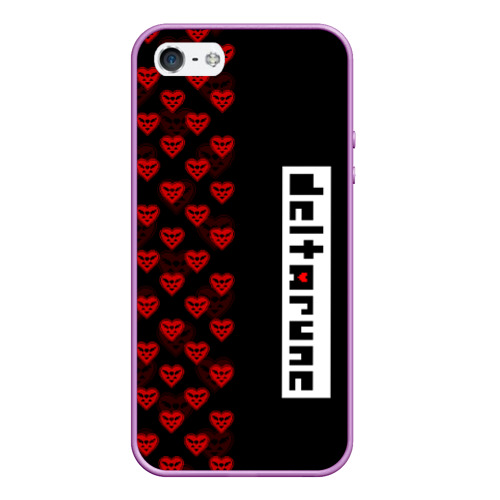 Чехол для iPhone 5/5S матовый Half pattern Deltarune logo, цвет сиреневый