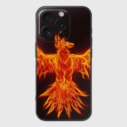 Чехол для iPhone 16 Pro силиконовый с защитой камеры Огненный феникс fire Phoenix
