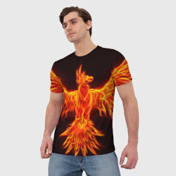Мужская футболка 3D Огненный феникс fire Phoenix - фото 2