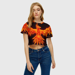 Женская футболка Crop-top 3D Огненный феникс fire Phoenix - фото 2