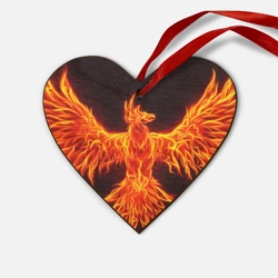 Деревянная игрушка Сердце Огненный феникс fire Phoenix