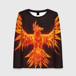 Женский лонгслив 3D Огненный феникс fire Phoenix