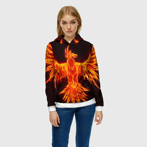 Женская толстовка 3D Огненный феникс fire Phoenix, цвет 3D печать - фото 3