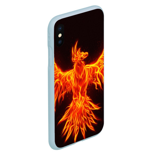 Чехол для iPhone XS Max матовый Огненный феникс fire Phoenix, цвет голубой - фото 3