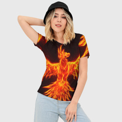 Женская футболка 3D Slim Огненный феникс fire Phoenix - фото 2