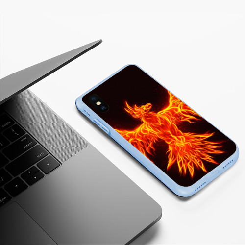 Чехол для iPhone XS Max матовый Огненный феникс fire Phoenix, цвет голубой - фото 5