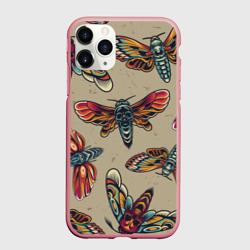 Чехол для iPhone 11 Pro Max матовый Мотыльки-черепа
