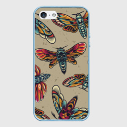 Чехол для iPhone 5/5S матовый Мотыльки-черепа
