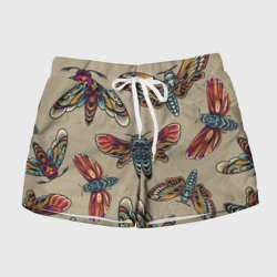 Женские шорты 3D Мотыльки-черепа