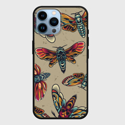 Чехол для iPhone 14 Pro Max Мотыльки-черепа