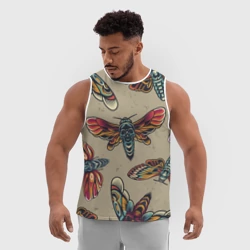 Мужская спортивная майка 3D Мотыльки-черепа - фото 2