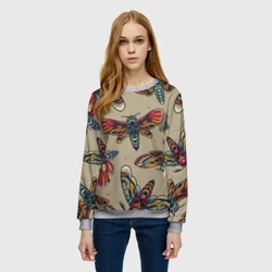 Женский свитшот 3D Мотыльки-черепа - фото 2