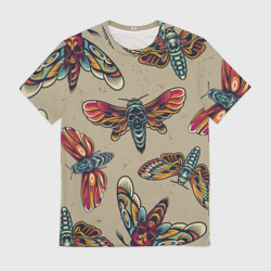 Мужская футболка 3D Мотыльки-черепа