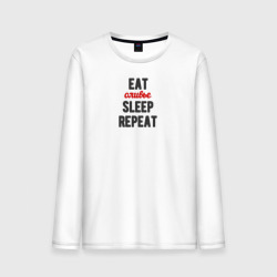 Мужской лонгслив хлопок Eat оливье Sleep Repeat