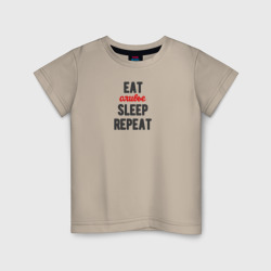 Детская футболка хлопок Eat оливье Sleep Repeat