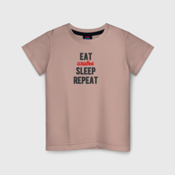 Детская футболка хлопок Eat оливье Sleep Repeat