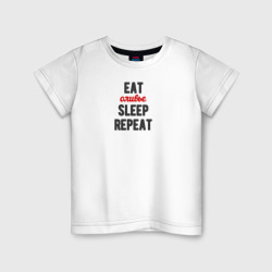 Детская футболка хлопок Eat оливье Sleep Repeat