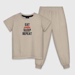 Детская пижама хлопок Eat оливье Sleep Repeat