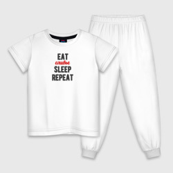 Детская пижама хлопок Eat оливье Sleep Repeat