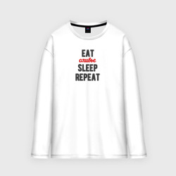 Мужской лонгслив oversize хлопок Eat оливье Sleep Repeat