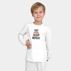 Детская пижама с лонгсливом хлопок Eat оливье Sleep Repeat - фото 2