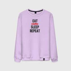 Мужской свитшот хлопок Eat оливье Sleep Repeat