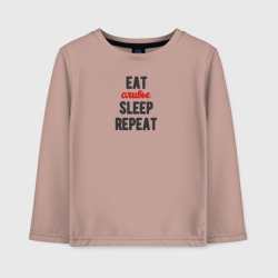 Детский лонгслив хлопок Eat оливье Sleep Repeat