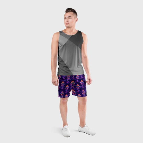 Мужские шорты спортивные Грибы психоделика, цвет 3D печать - фото 4