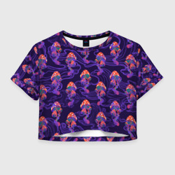Женская футболка Crop-top 3D Грибы психоделика