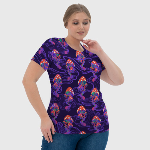 Женская футболка 3D с принтом Грибы психоделика, фото #4